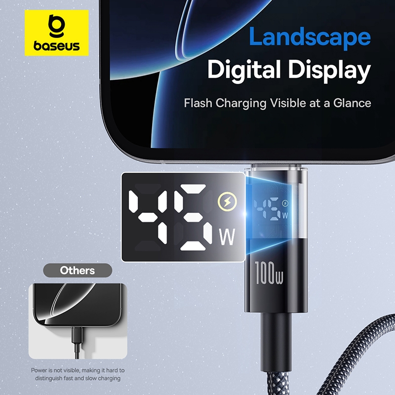 Cáp Sạc Nhanh 100W C to C Baseus Display 2 (Digital Display, 480Mbps)