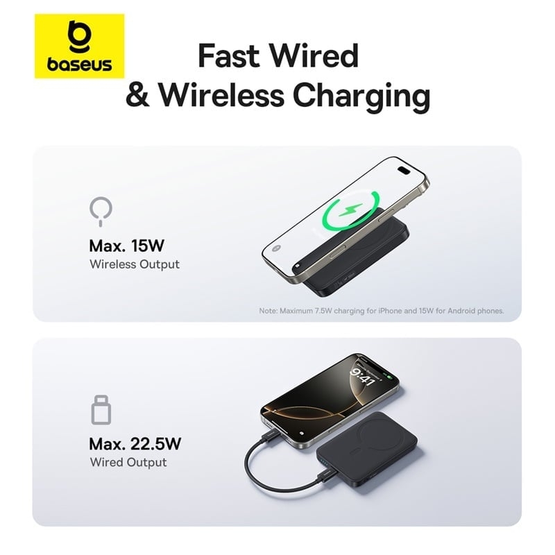 Pin sạc dự phòng Baseus EnerFill FM11 Ultra-Mini Magnetic Power Bank 10000mAh 22.5W (CCC / 3C Certification, Includes Simple Cable Type-C to Type-C 20V/3A 30cm)