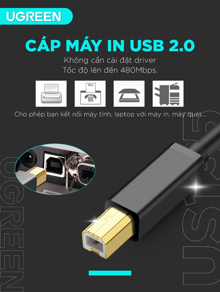 UGREEN USB 2.0 AM to BM Print Cable