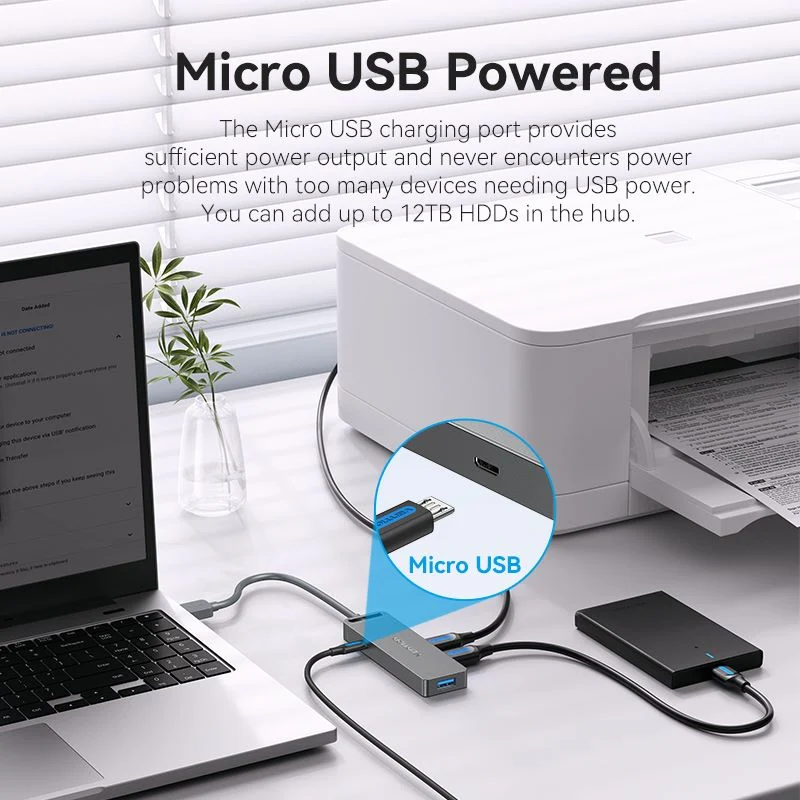 Hub Mở Rộng Kết Nối Đa Năng VENTION CHL (USB3.0 to USB3.0*4, with Power Supply) 0.15M