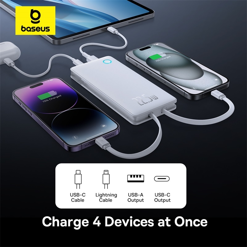 Pin Dự Phòng Baseus Airpow Lite Power Bank sạc nhanh 22.5W 10000mAh tích hợp 2 cáp sạc
