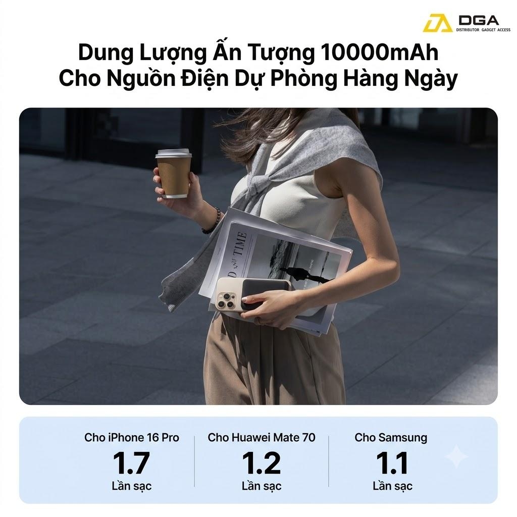 Pin sạc dự phòng Baseus EnerFill FM11 Ultra-Mini Magnetic Power Bank 10000mAh 22.5W (CCC / 3C Certification, Includes Simple Cable Type-C to Type-C 20V/3A 30cm)