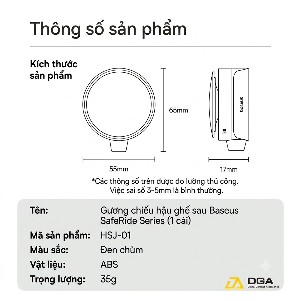 Gương Chiếu Hậu Sau Tích Hợp Dụng Cụ Phá Kinh Baseus SafeRide Series Backseat Rearview Mirror Dùng Trên Ô Tô (Bộ 1 cái)