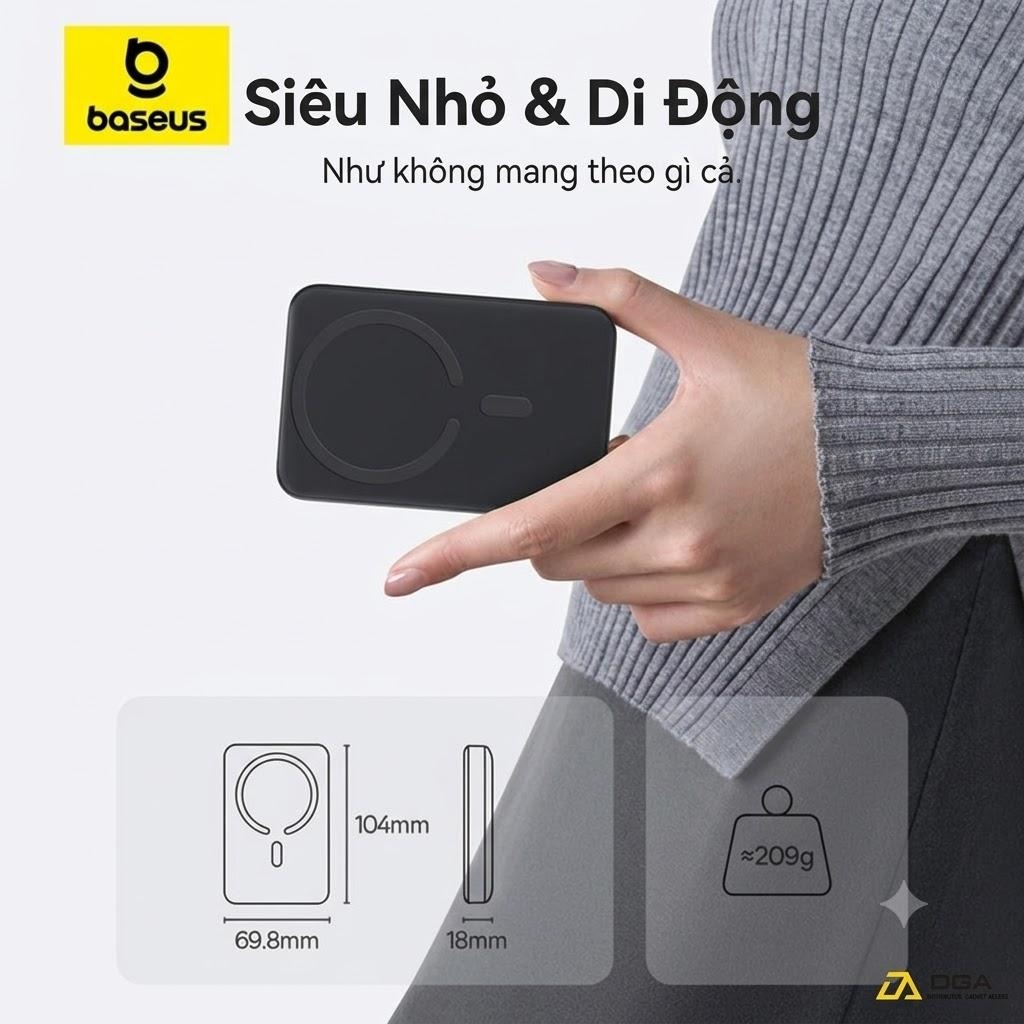 Pin sạc dự phòng Baseus EnerFill FM11 Ultra-Mini Magnetic Power Bank 10000mAh 22.5W (CCC / 3C Certification, Includes Simple Cable Type-C to Type-C 20V/3A 30cm)