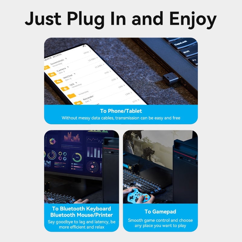 USB Bluetooth VENTION NAH (Bluetooth v5.3, Kết Nối Cùng Lúc 5 Thiết Bị, 24bit/192kHz)