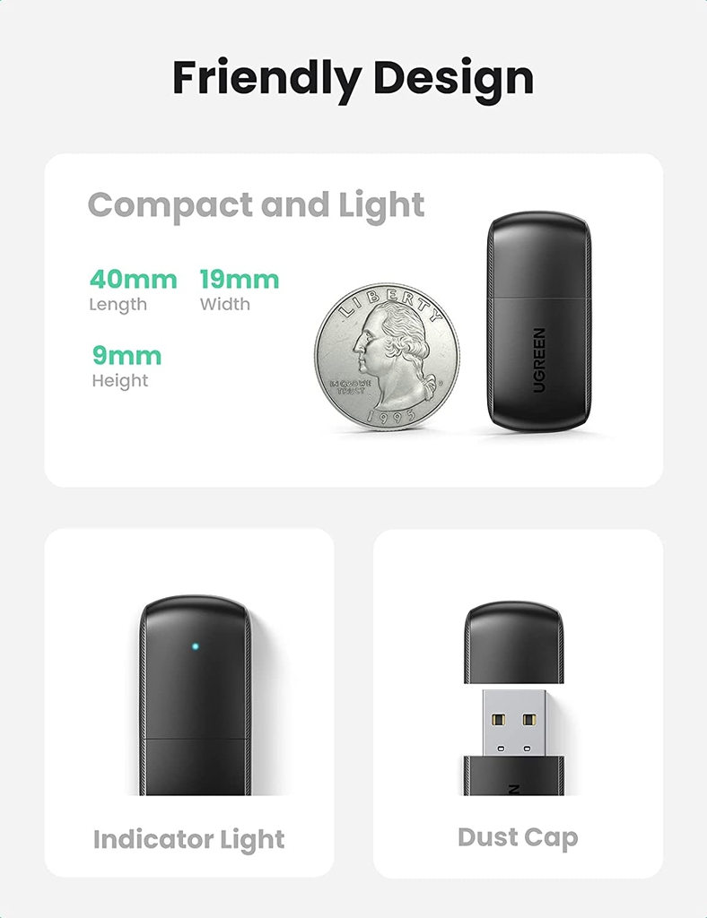 UGREEN AC650 11ac Dual-Band Wireless USB Adapter