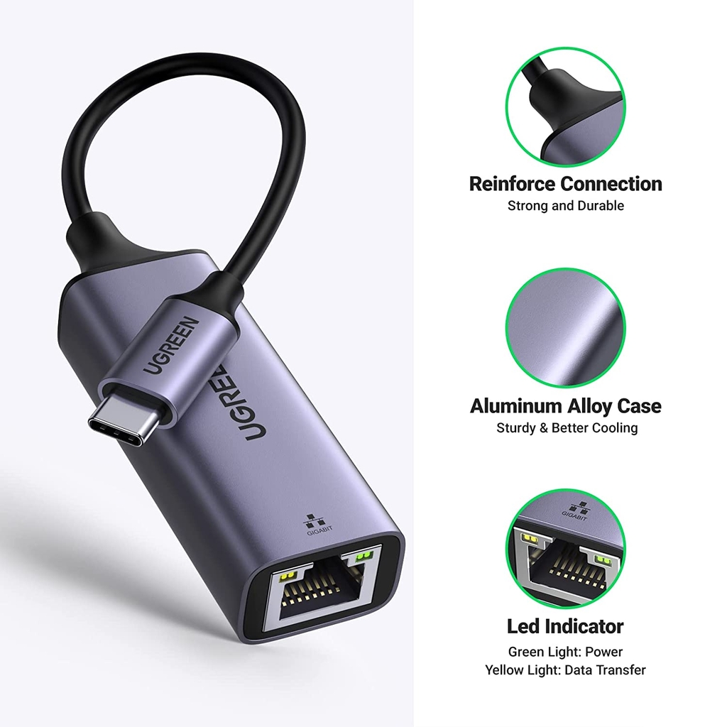 UGREEN USB Type C to 10/100/1000M Ethernet Adapter CM199 50737