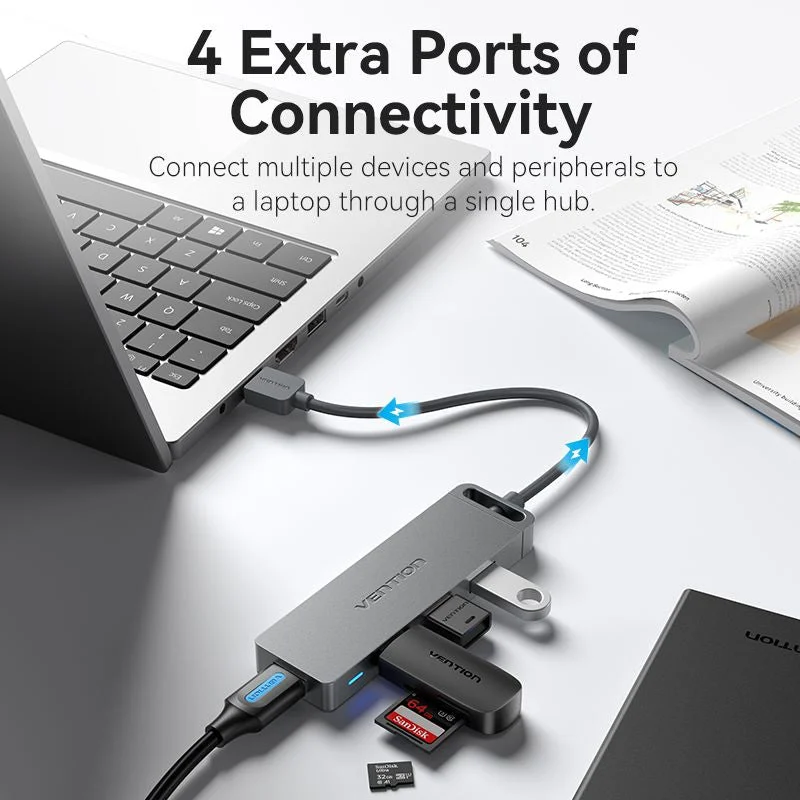 Hub Mở Rộng Kết Nối Đa Năng VENTION CHL (USB3.0 to USB3.0*4, with Power Supply) 1M