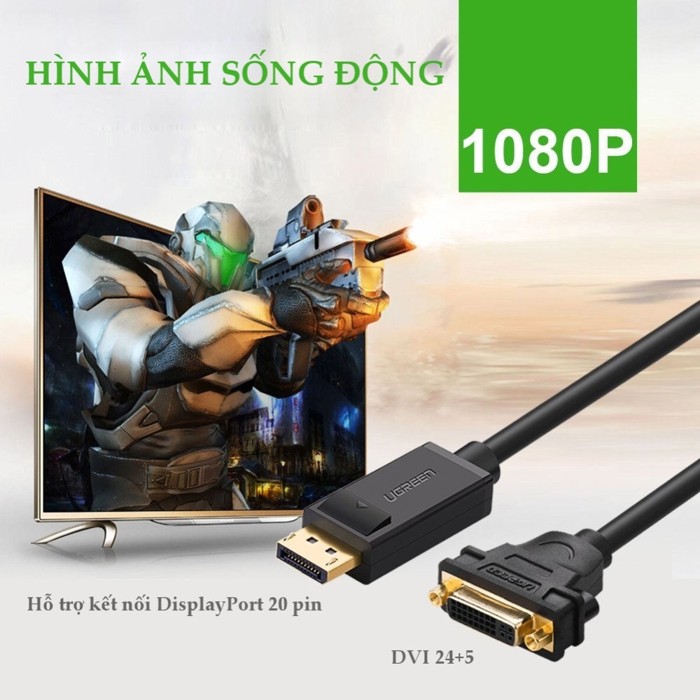 UGREEN DisplayPort Male to DVI Female Converter 20245