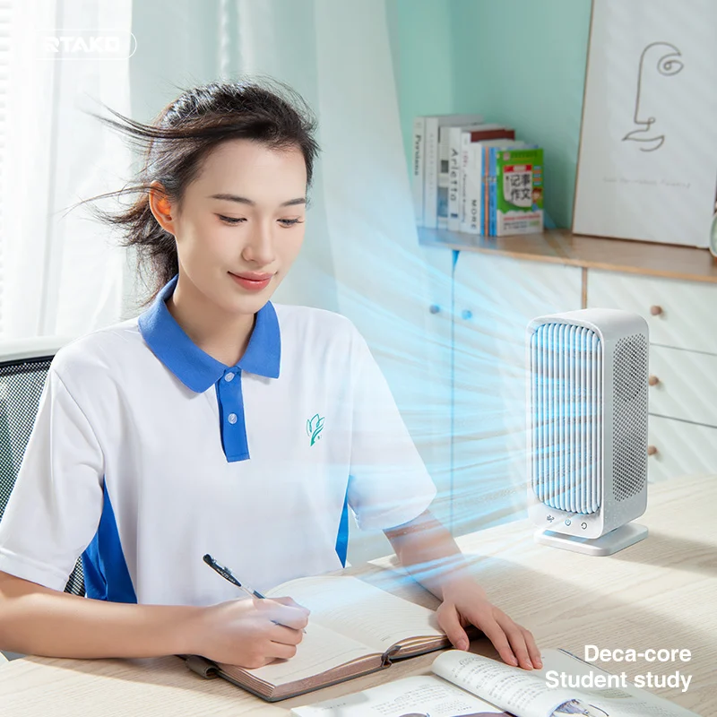 Quạt Tích Điện Để Bàn Mini RTAKO YW-DC04 (3600/7200mAh, Xoay 90°, 5-Gear, 24H)