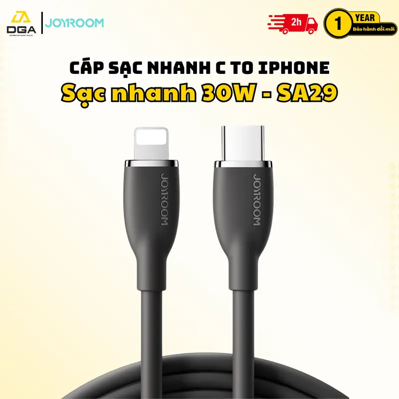 Cáp sạc Joyroom SA29 Colorful Series 30W Liquid Silicone Fast Charging Cable (Type-C to Lightning)