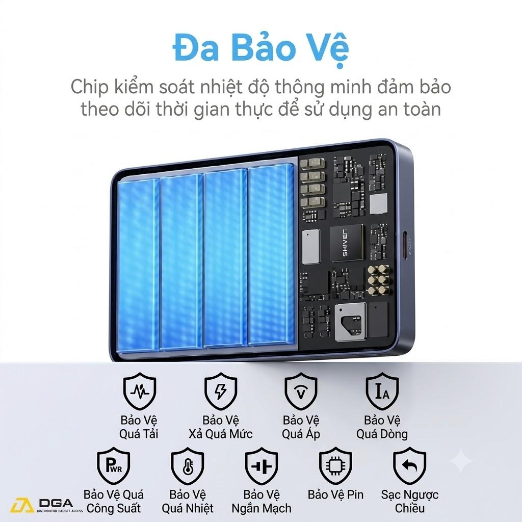 Pin Dự Phòng Không Dây USAMS CD269 10000mAh 22.5W (CCC / 3C Certification, 1*Type-C port, 15W Wireless Charging, Digital Display)