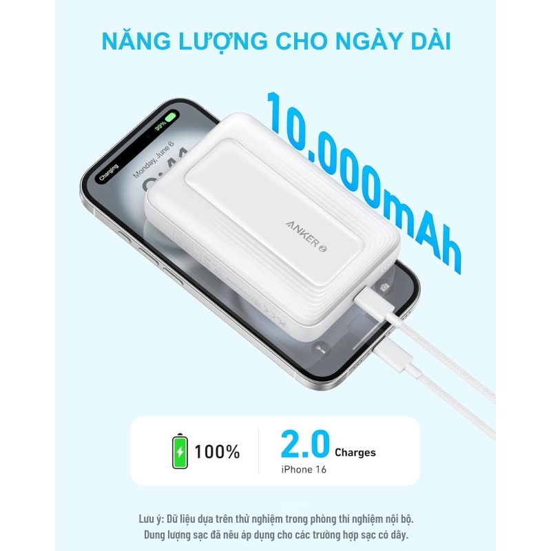 Sạc dự phòng không dây Anker Zolo 30W 10000mah A1684 - Chính hãng VN