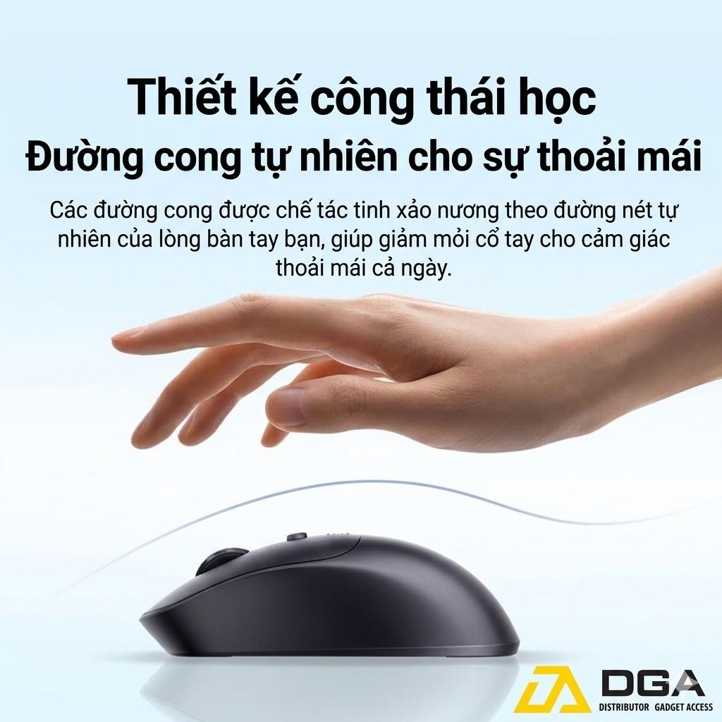 Chuột Không Dây Công Thái Học Baseus Editor EM2 (Bluetooth v5.3 & 2.4G Wireless Dual Mode, 45H, 4000 DPI, 300mAh, <30dB Quiet Clicking, Up to 250Hz Polling Rate)
