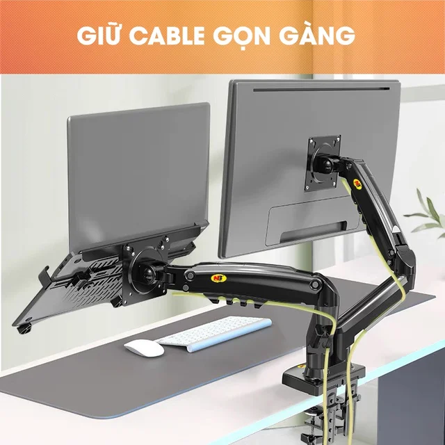 Combo giá đỡ màn hình đôi F160 và giá đỡ Laptop FP2