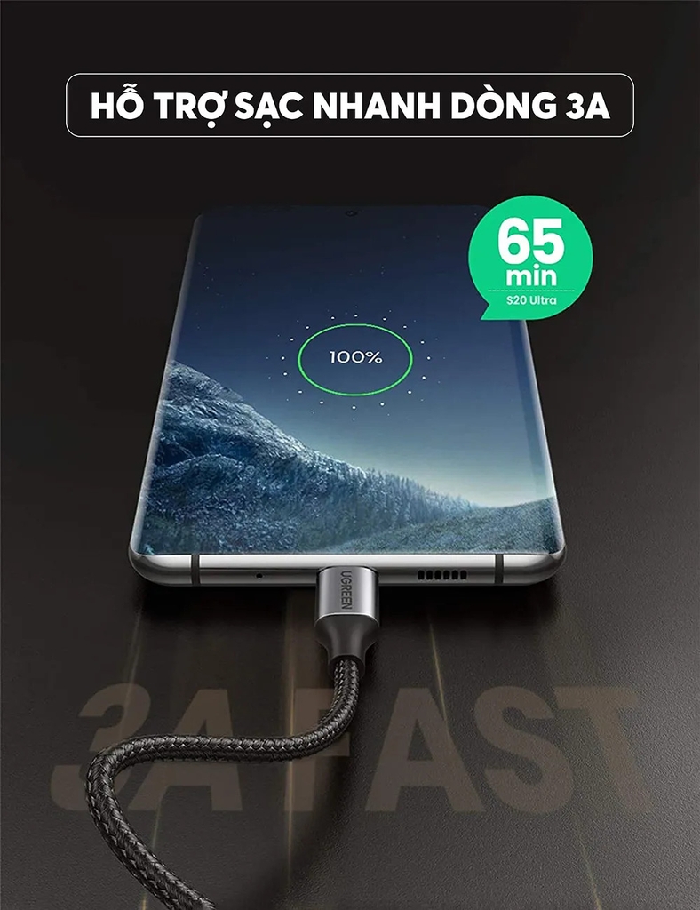 UGREEN Angled USB-C Cable Aluminum Case with Braided