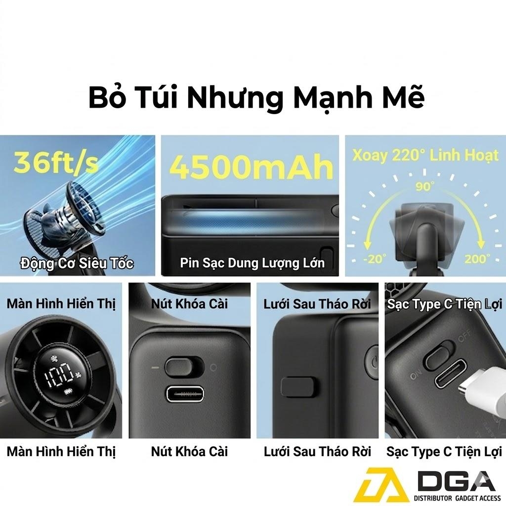 Quạt Cầm Tay AECOOLY AirGimbal Pro PF04s (4500mAh, 19H)