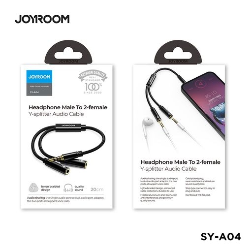 Cáp âm thanh Joyroom SY-A04 Headphone male to 2-female Y-splitter audio cable