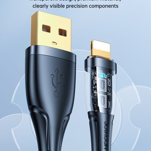 Cáp sạc Joyroom S-UL012A3 2.4A USB-A to Lightning Intelligent Power-Off Fast Charging Cable 1.2m-Black