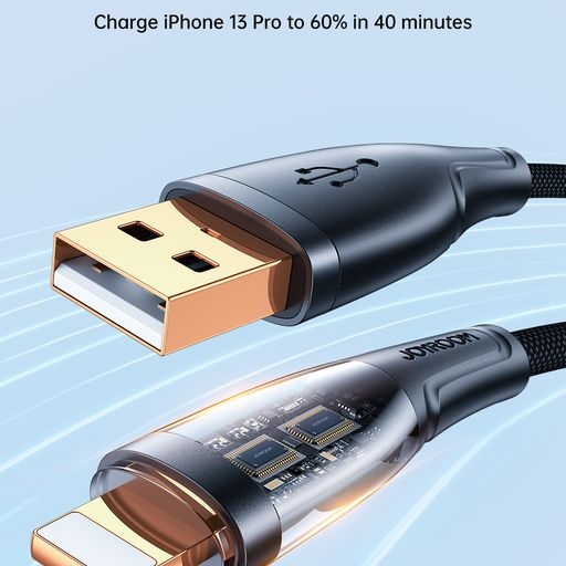 Cáp sạc Joyroom S-UL012A3 2.4A USB-A to Lightning Intelligent Power-Off Fast Charging Cable 1.2m-Black