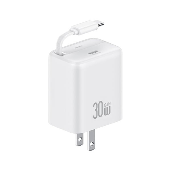 Củ sạc tích hợp cáp sạc dây rút USAMS CC243 30W GaN Charger With Type-C Retractable Cable - YC Series (US)Type-C Port + 80CM Type-C Retractable cable