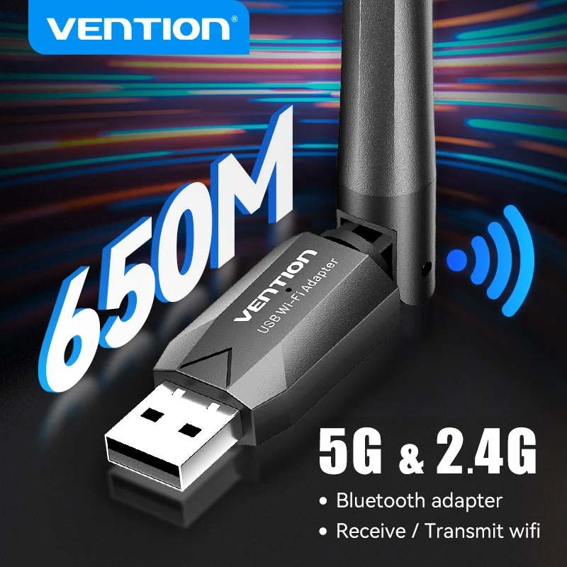 USB Wi-Fi + Bluetooth Tốc độ cao VENTION KDU/KDT ( WiFi Dual Band + Bluetooth5.0)