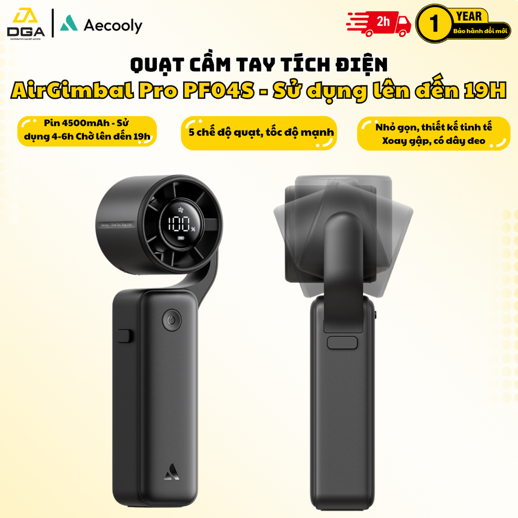 Quạt Cầm Tay AECOOLY AirGimbal Pro PF04s (4500mAh, 19H)