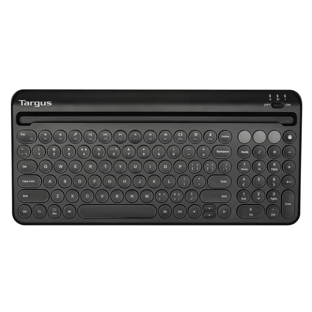 Bàn Phím Bluetooth Targus AKB867: Khe Đỡ Tablet Phone, 3 Thiết Bị