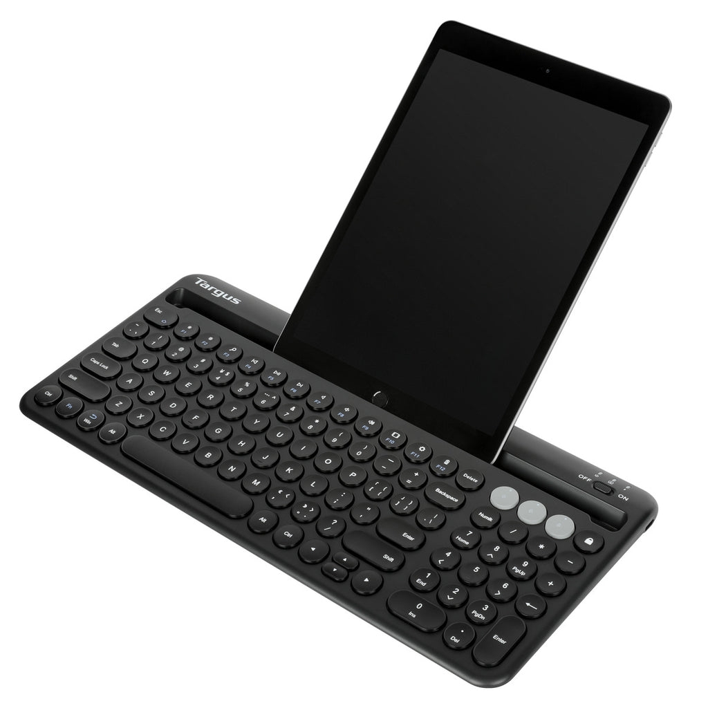 Bàn Phím Bluetooth Targus AKB867: Khe Đỡ Tablet Phone, 3 Thiết Bị