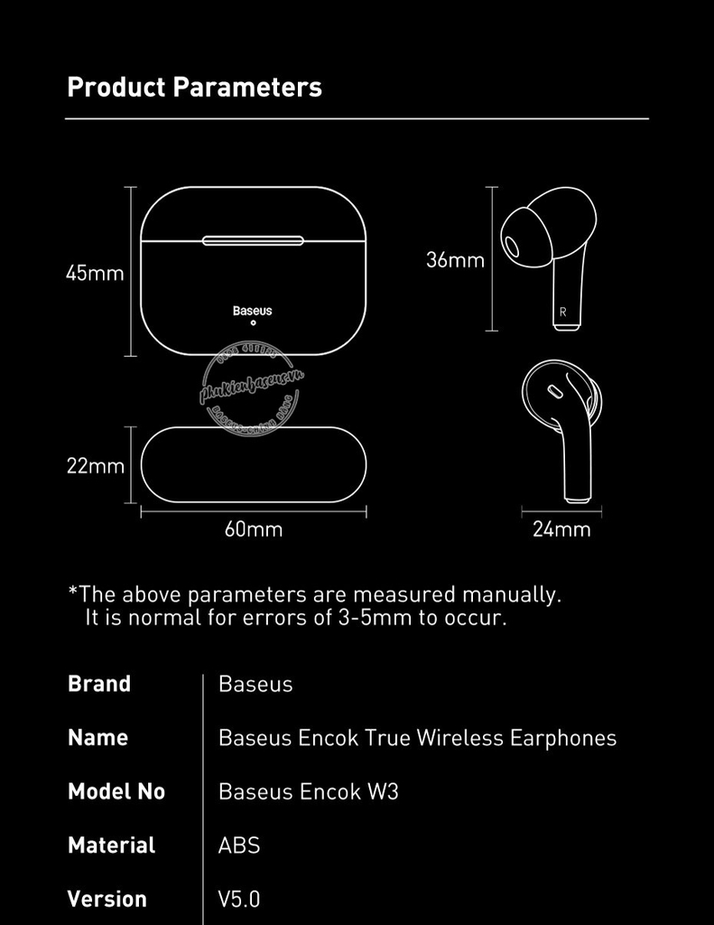 Tai nghe không dây true wireless Baseus Encok Earphones W3
