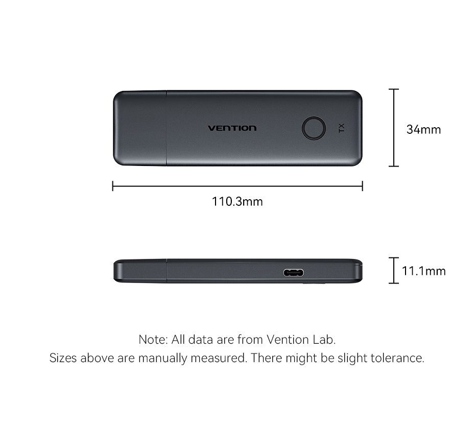 Bộ chuyển đổi Vention Enterprise-Grade Wireless HDMI to HDMI + VGA + 3.5mm TRS + USB-C Transmitter and Receiver Aluminum Alloy Type (ADTH0) - Xám