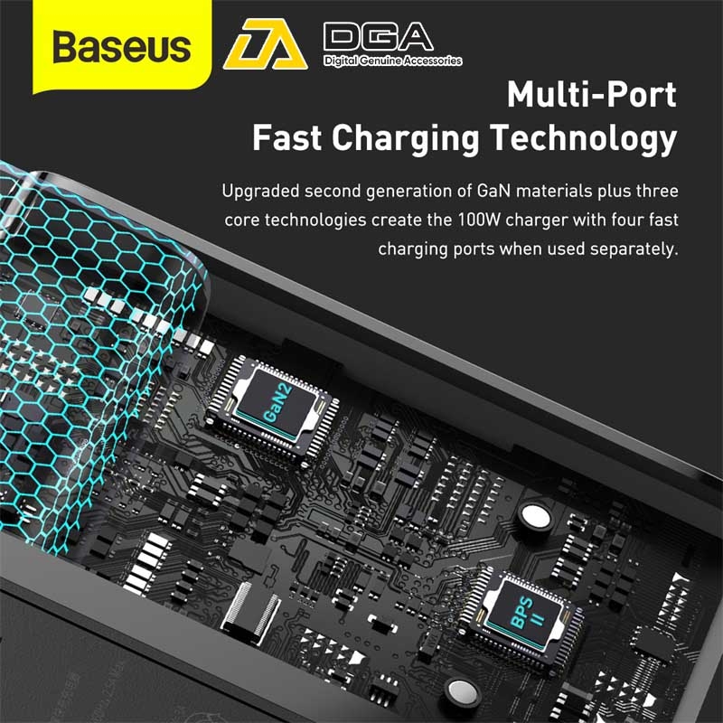 Cóc sạc siêu nhanh Baseus GaN2 Fast Charger 1C 100W