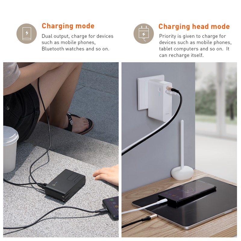 Bộ sạc nhanh tích hợp pin dự phòng 10000mAh Baseus Power Station 2 in 1