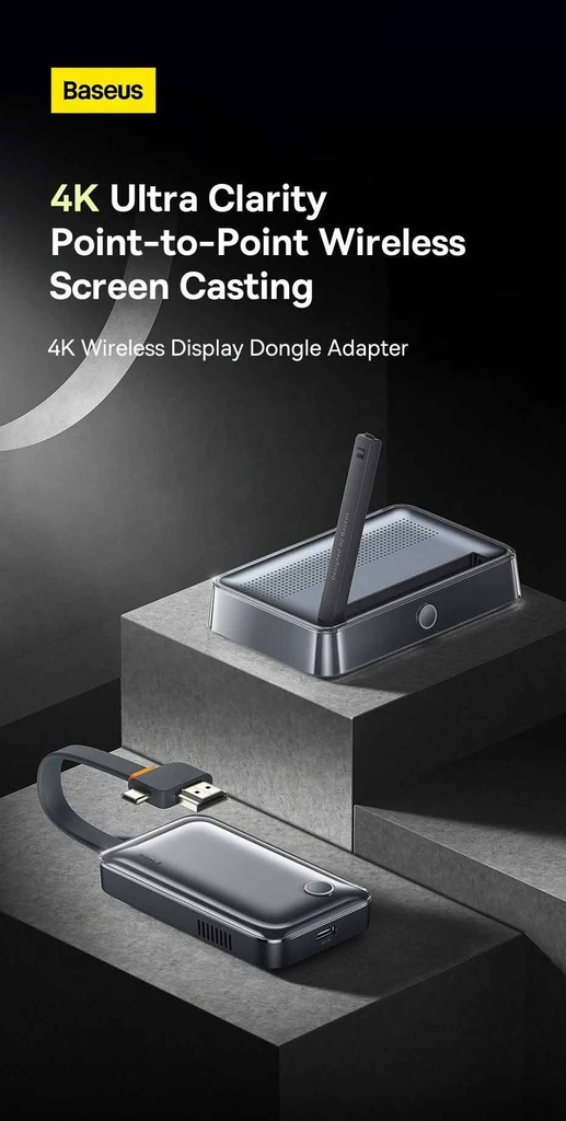 Bộ Truyền Hình Ảnh Qua HDMI Không Dây Baseus 4K Wireless Display Dongle Adapter Cho Smartphone/ iPad/ Macbook