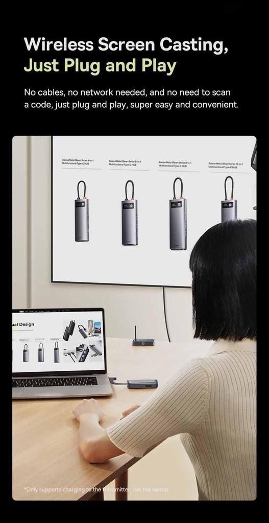 Bộ Truyền Hình Ảnh Qua HDMI Không Dây Baseus 4K Wireless Display Dongle Adapter Cho Smartphone/ iPad/ Macbook