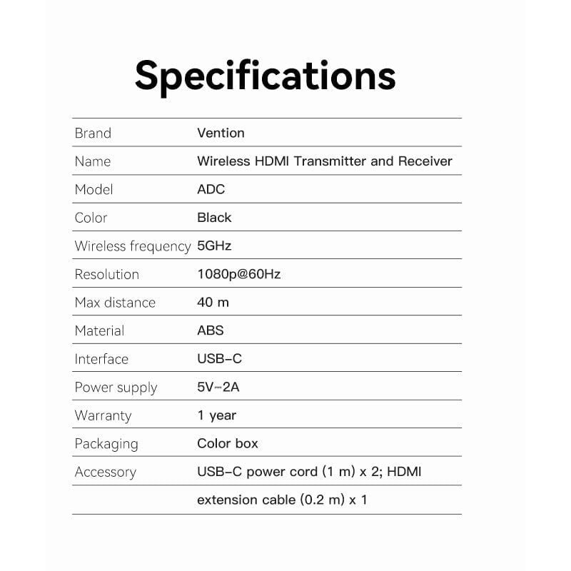 Bộ truyền hình ảnh HDMI không dây VENTION ADCB0 (Transmitter and Receiver)