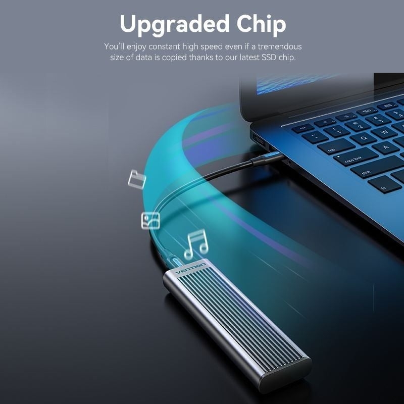 Box Đựng Ổ Cứng Di Động SSD M.2 Vention M.2 NVMe SSD Enclosure KPKH0 (USB 3.1 Gen 2-C, with Heat Sink)