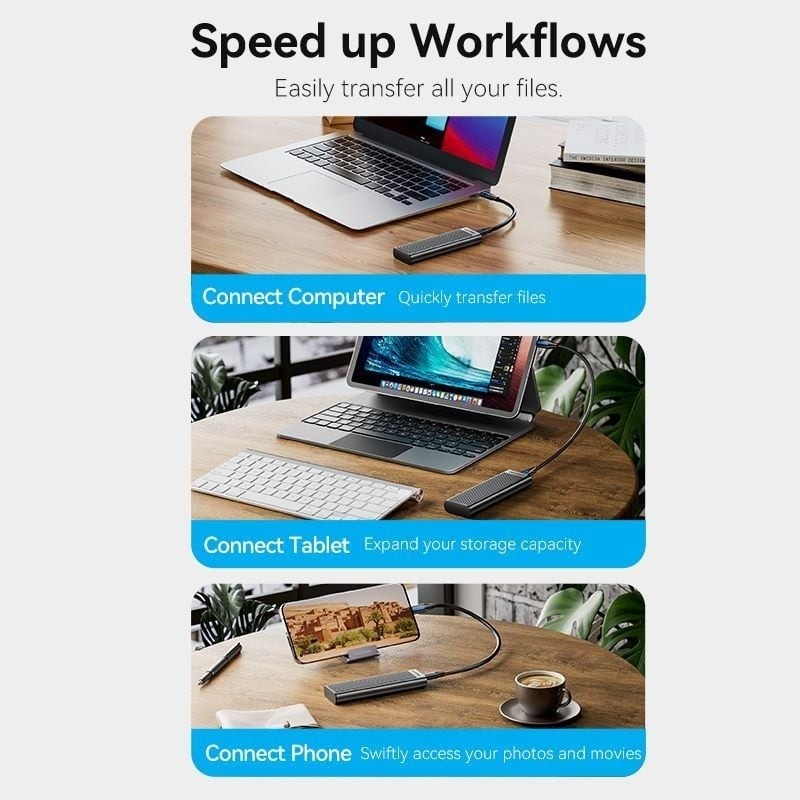 Box Đựng Ổ Cứng Di Động SSD M.2 VENTION M.2 NVMe SSD Enclosure KPKH0 (USB 3.1 Gen 2-C, with Heat Sink)