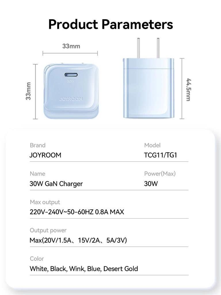 Củ Sạc Nhanh JOYROOM JR-TG1 30W PD/QC – Thiết Kế Siêu Nhỏ Gọn