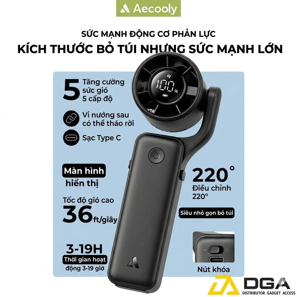 Quạt Cầm Tay AECOOLY AirGimbal Pro PF04s (4500mAh, 19H)
