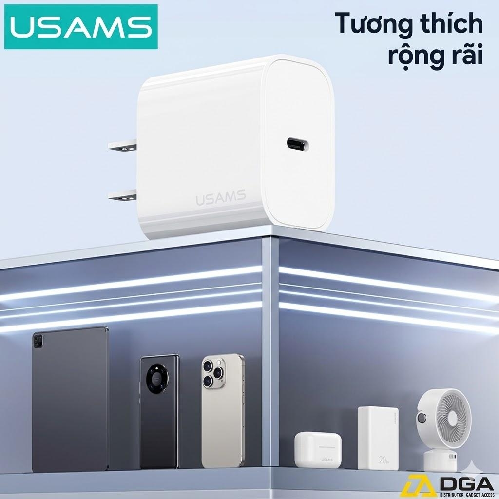 Bộ củ sạc điện thoại Usams OY Fast Charger Kit C-L 20W (US) - Trắng