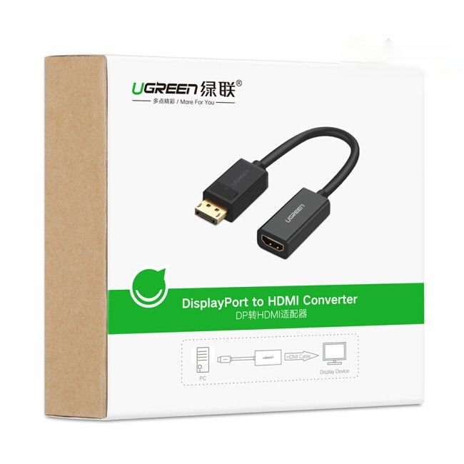 Cáp chuyển đổi DisplayPort sang HDMI UGREEN MM137 – Hỗ trợ Full HD, đầu tiếp xúc mạ vàng