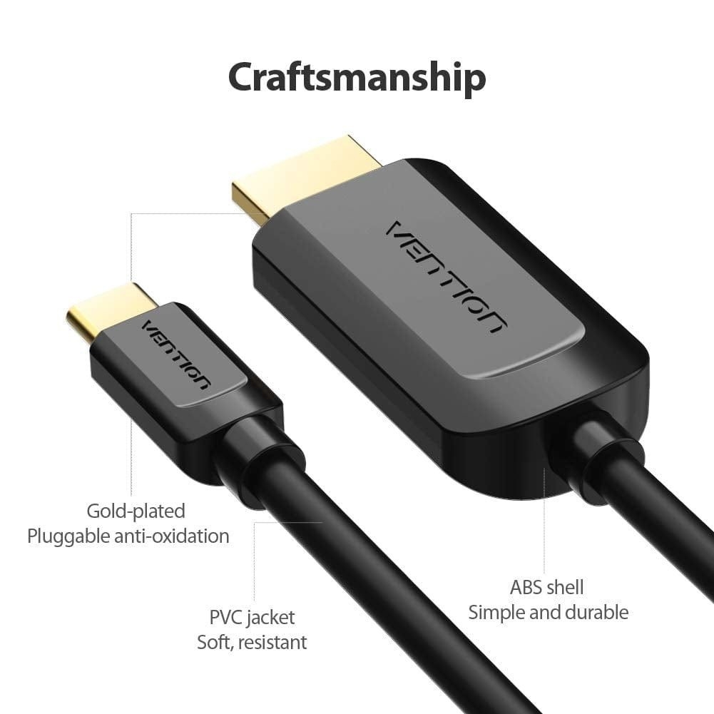 Cáp Chuyển Type-C to HDMI VENTION CGUBH 4K (HDMI 1.4, 2m, 4K@30Hz, Thunderbolt3)