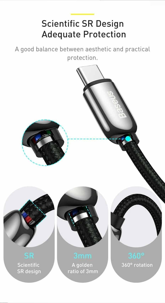 Cáp sạc 100W Baseus Display Fast Charging Data Cable Type-C to Type-C siêu nhanh