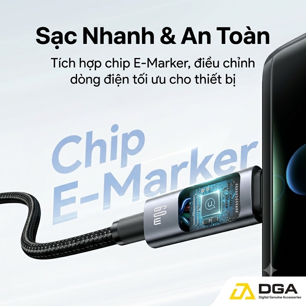 Cáp Sạc Đa Năng USB C 2 Ra 4 Cổng USAMS SJ713 60W Màn Hình LED truyền data