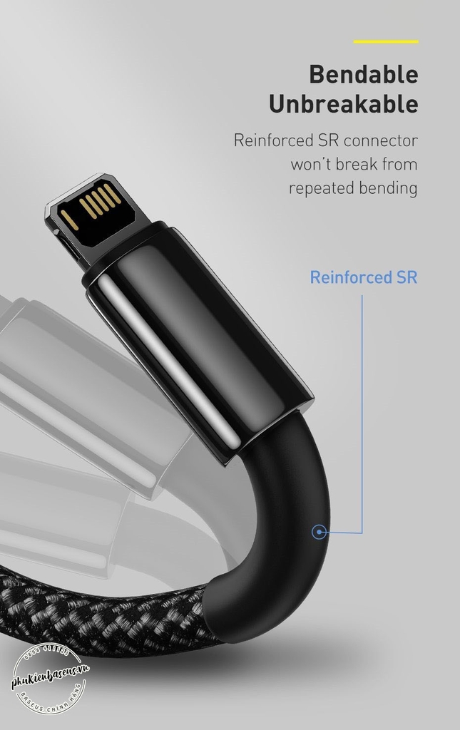 Cáp sạc 2.4A, siêu bền Baseus Tungsten Gold USB to Lightning dùng iPhone/iPad