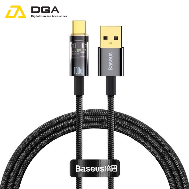 Cáp tự ngắt 100W Baseus USB to Type C 100W Explorer Series Auto Power-Off Fast Charging Data Cable