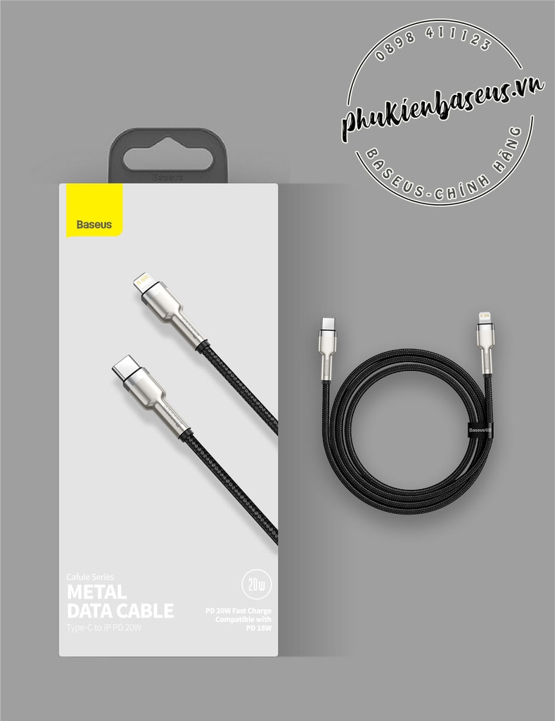 Cáp sạc nhanh C to Lightning 20W cho iPhone 12 Series Baseus Cafule Metal Series
