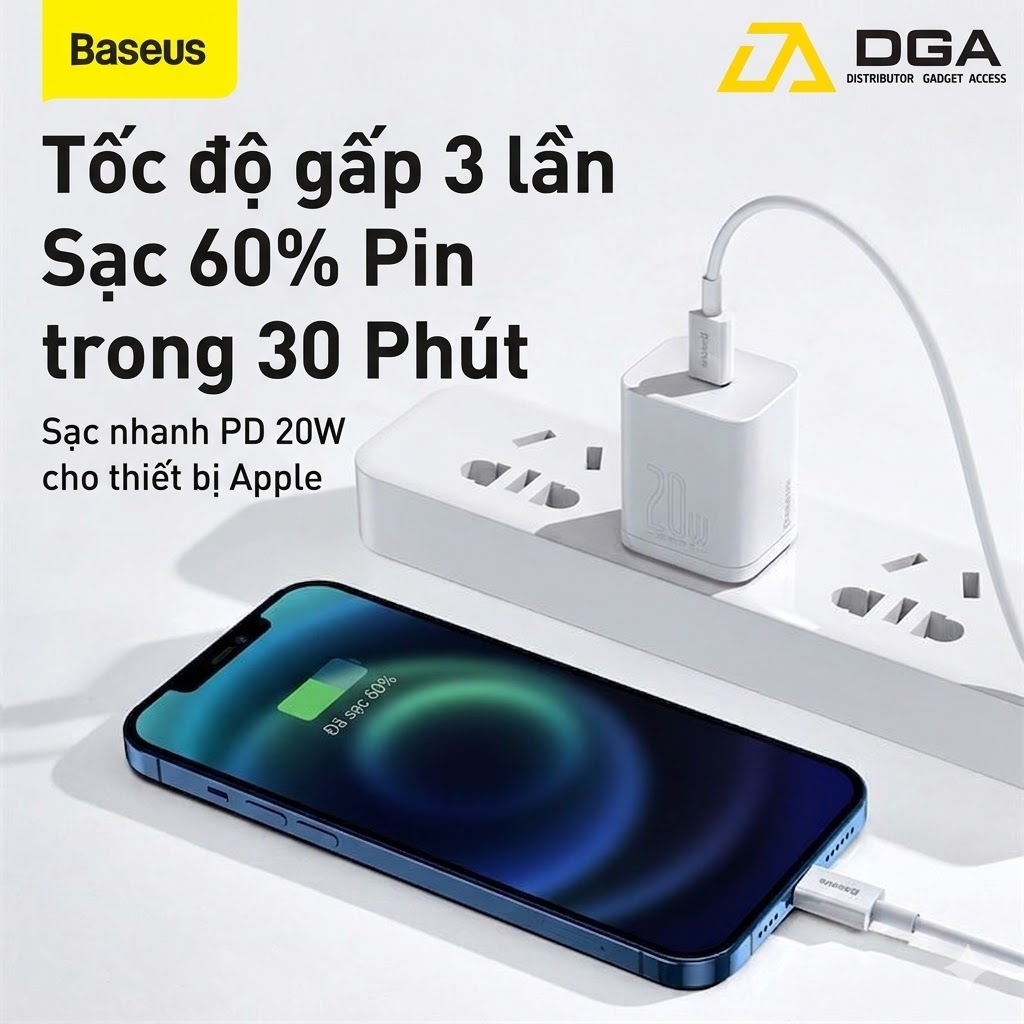 Cáp sạc nhanh iPhone C to Lightning Baseus Superior Series PD 20W truyền dữ liệu 480Mbps