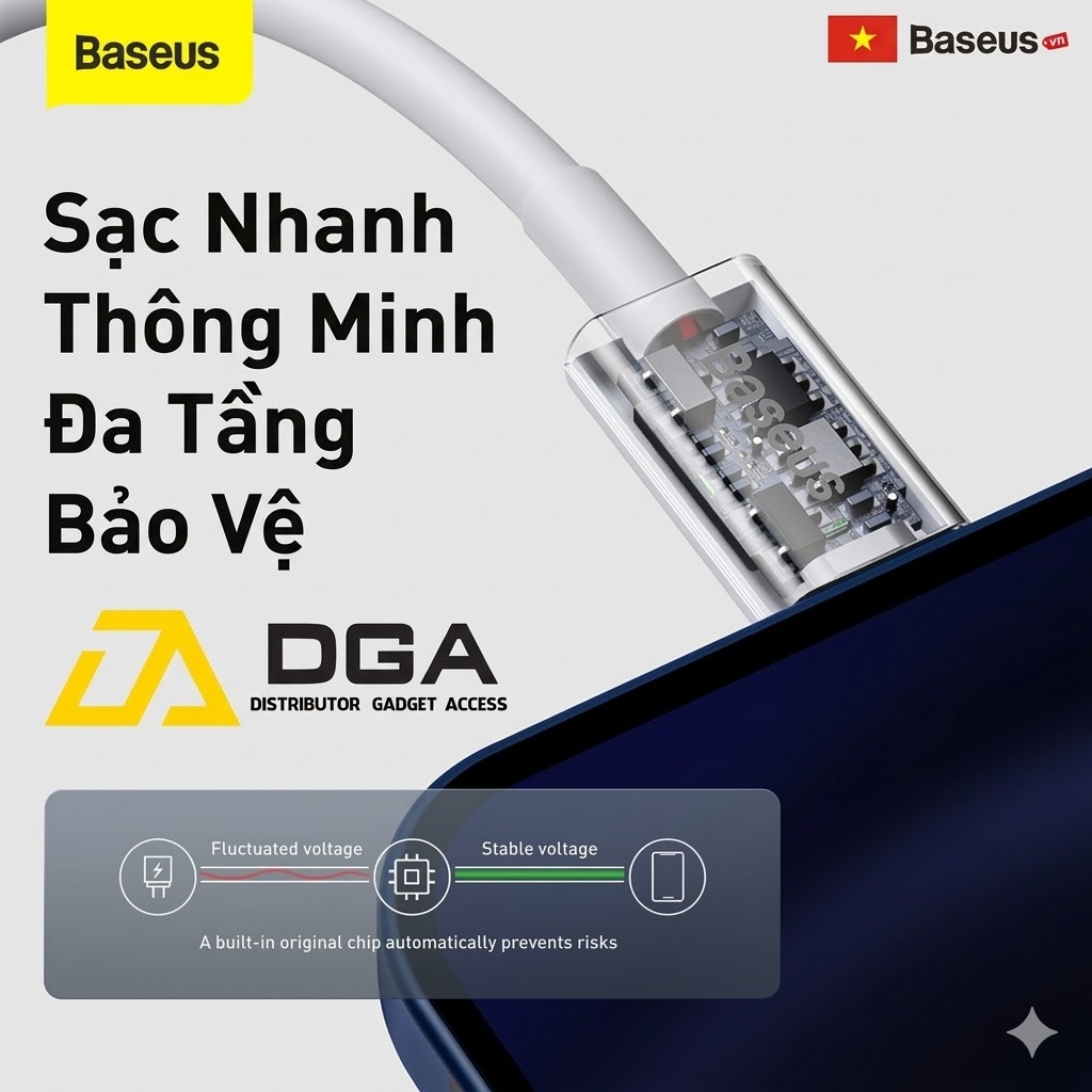 Cáp sạc nhanh iPhone C to Lightning Baseus Superior Series PD 20W truyền dữ liệu 480Mbps